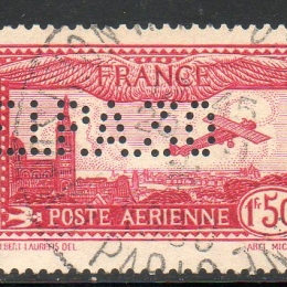 1930 Francia Posta Aerea: 1,50Fr. carminio perforato “EIpa 30” (N°6B)