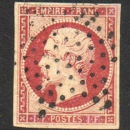 1853 Francia: effigie di Napoleone III 1Fr. carminio (N°18)