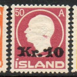 1924 Islanda: soprastampati con nuovo valore (N°110/12)