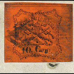 1867 Pontificio 10c. vermiglio arancio (N°17)