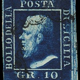 1859 Sicilia 10 gr. azzurro cupo (N°12)