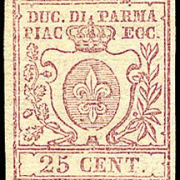 1857 Parma 25c. bruno lilla (N°10)