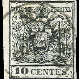 1857 Lombardo Veneto 10c. nero (N°19)