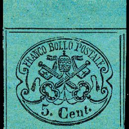 1867 Pontificio  5c. azzurro verdastro (N°16)