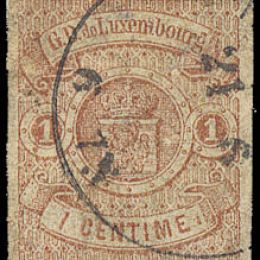 1859 Lussemburgo: stemma 1c. bruno chiaro (N°3).