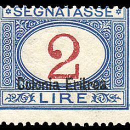 1903 Colonie Italiane "Eritrea: Segnatasse soprastampati  "Colonia Eritrea" in basso (N°14/24) s. cpl.