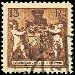 1921 Liechtenstein: stemma dentellati 12 ½ (N°45B/51B) s. cpl.