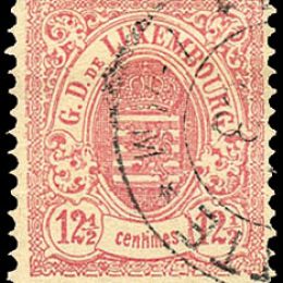 1880 Lussemburgo: stemma 12 ½ c. rosa tiratura di Haarlem (N°43)