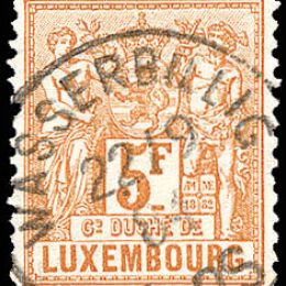 1882 Lussemburgo: gruppo allegorico (N°47/58) s. cpl.  M.Raybaudi.