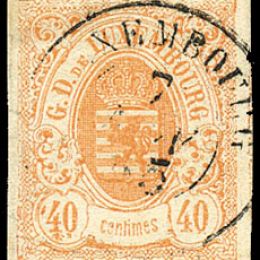 1859 Lussemburgo: stemma 40c. arancio vermiglio (N°11)