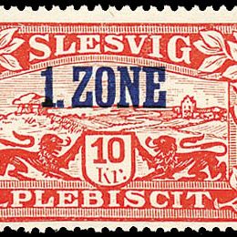 1920 Slesvig: stemmi e vedute soprastampati in azzurro con valore in moneta danese (N°39/52) s. cpl.