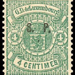 1881 Lussemburgo: Servizi - stemma 4c. verde con soprastampa “S.P.” del tipo “C” (N°33)