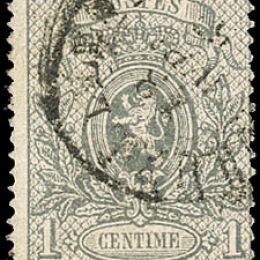 1866 Belgio: 1c. grigio dent. 15 (N°23)