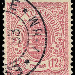 1880 Lussemburgo: stemma 12 ½ c. rosa tiratura di Haarlem (N°43)
