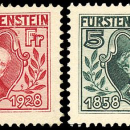 1928 Liechtenstein: Principe Giovanni II (N°82/89) s. cpl.