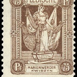 1920 Marienwerder: allegoria con legenda "Plebiscite" (N°30/43) s. cpl.
