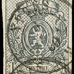 1866 Belgio:  stemma 1c. grigio (N°22).