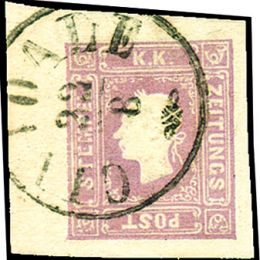 1859 Lombardo Veneto: Francobolli per giornali - 1,05s. lilla grigio (N°9)