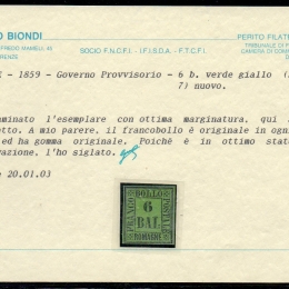 1859 Romagne: l'emissione (N°1/9) s. cpl.