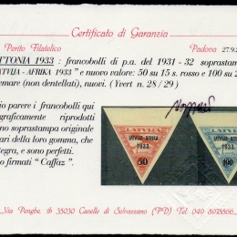 1933 Lettonia: PA I° volo Lettonia - Gambia  (N°28/29)