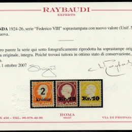 1924 Islanda: soprastampati con nuovo valore (N°110/12)