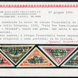 1934 Lituania "Posta Aerea": volo New York - Kaunas di Daurius e Girenas (N°83A/83E)